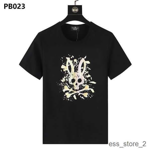 

Psycho Bunny Spring Summer Men t Shirt Skeleton Rabbit Print Free Transportation Fashion Street Tide Brand Tee 7 KT97