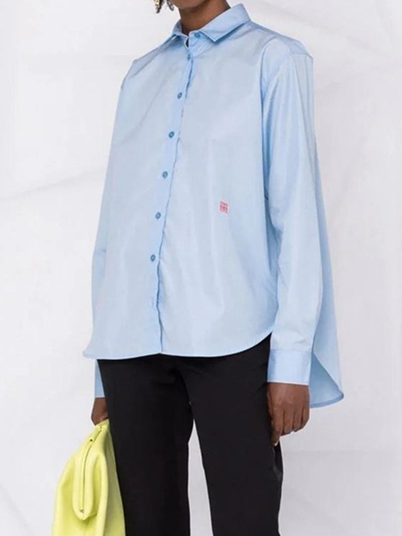 

Shirts 2023 Spring New Embroidery Silhouette Shirt Women TurnDown Collar Loose Long Sleeve Simple Office Lady Blouse, B white