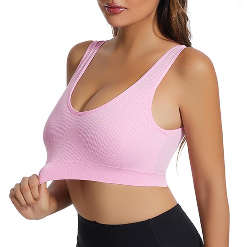 

Camisoles & Tanks Women Stretchy Sport Vest U Neck Wireless Push Up Bra Bralette Sponge Pads Underwear Yoga Bodybuilding Workout Top, Purple