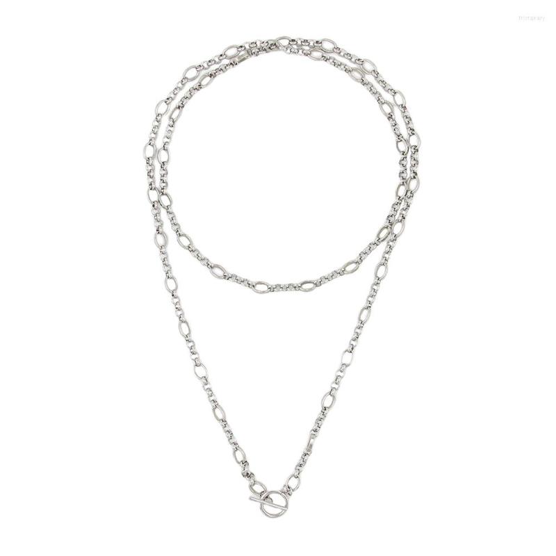 

Necklace Earrings Set Exaggerated Metal Stainless Steel Long Chain Choker Jewelry For Women 2023 Hip Hop Clavicle Charm Sweater, Picture shown