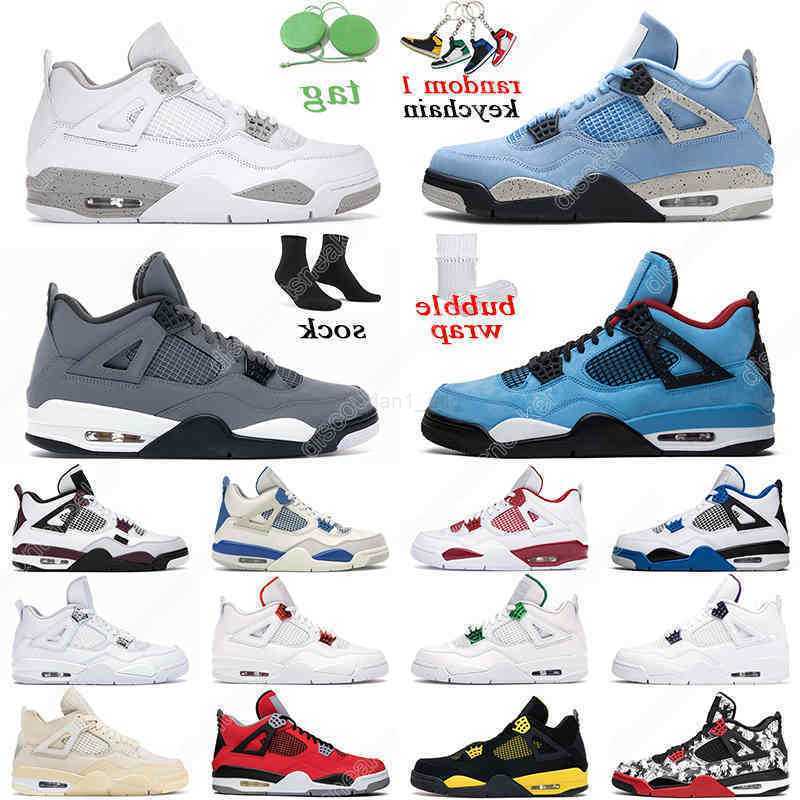 

Outdoor 4 cactus jack mens basketball shoes 4s black cat university blue fire red white oreo men trainer sports sneakers, White cement