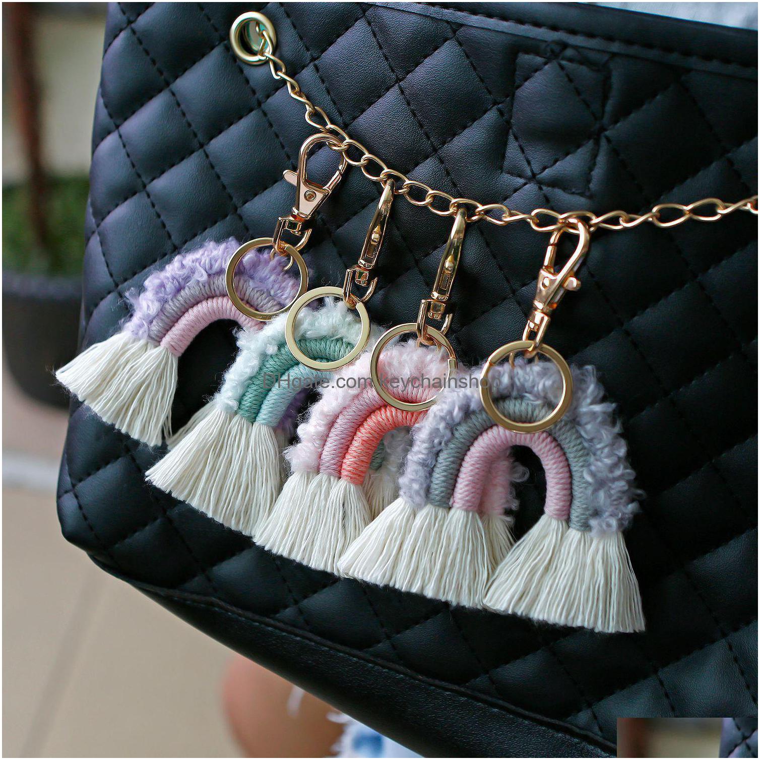 

Key Rings Tassel Chain Simple Woven Keychain Party Backpack Shape Decor Creative Solid Color Pendant Drop Delivery Jewelry Dhyvo