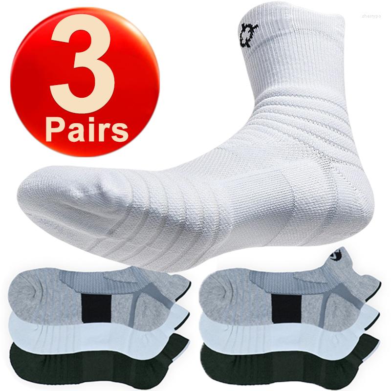 

Men's Socks 3Pairs Running Sports Breathable Sock Moisture Wicking Seamless Cotton Long Short Sweat Deodorant Towel Sox Men, Black -short