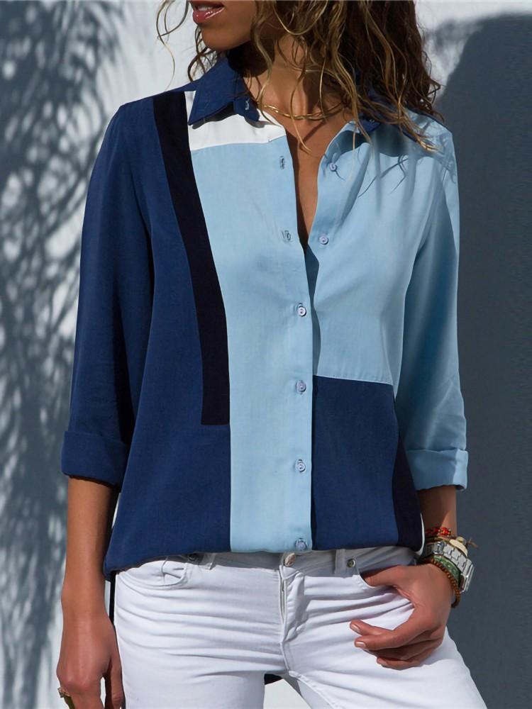 

Shirts 2023 New Fashion Print Women Blouses Long Sleeve Turndown Collar Chiffon Blouse Shirt Casual Tops Plus Size Elegant Work Shirt, White-long sleeve