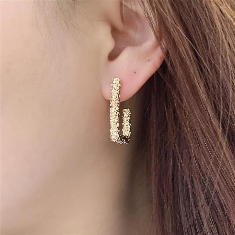 

Stud Earrings 2023 Trend Gold Color Plating Irregular Half Square Shape For Women Girl Bohemia Vintage Casual Modern Jewelry