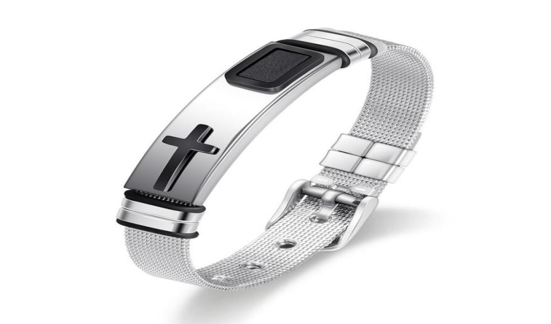 

bracelet Believe Gold Jesus Cross Bangle Stainless steel pin buckle watch bands wristband Bracelets for men fashion jewelry2787482