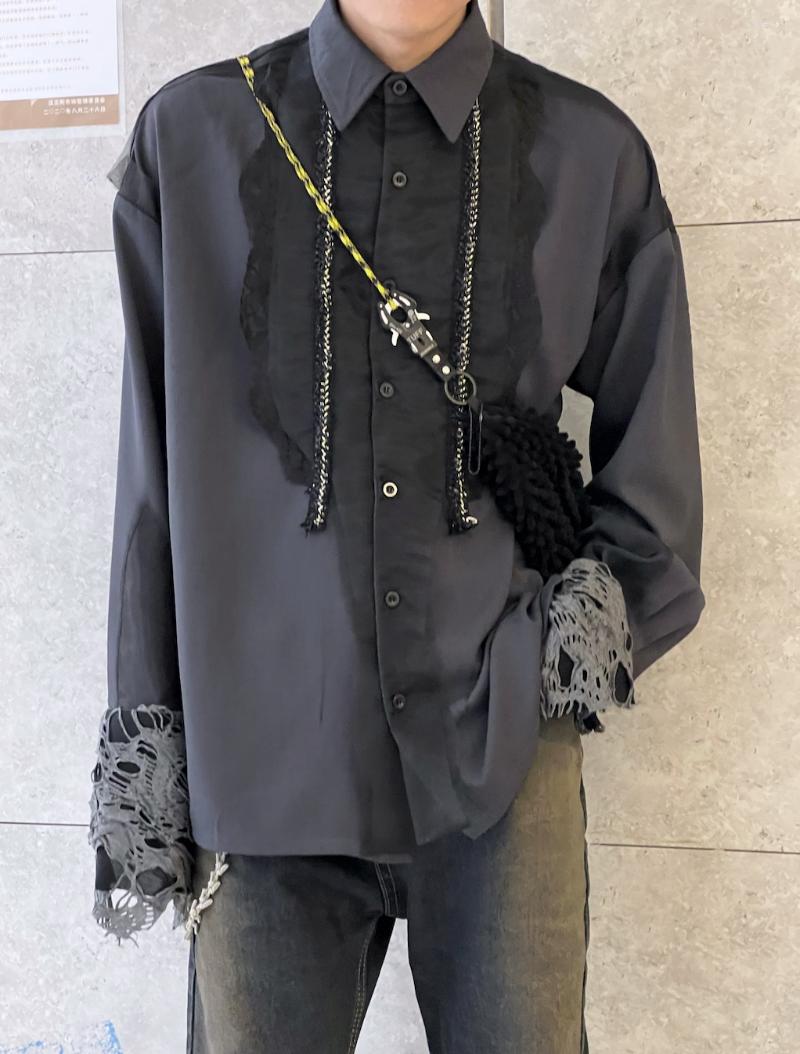 

Men's Casual Shirts AL40350 Fashion Men's 2023 Runway Luxury European Design Party Style Clothing, Picture shown