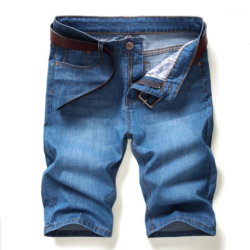 

Men's Jeans Summer Youth Fitted Straight Denim Shorts Classic Brand Clothing Thin Stretch Fashion Casual Men, Light blue 009