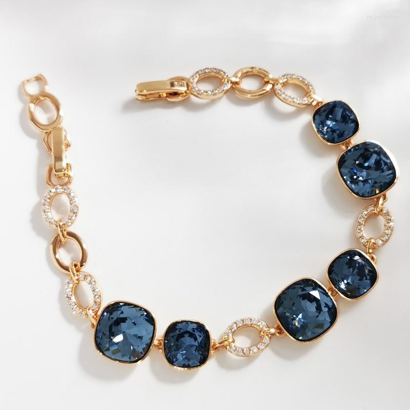 

Charm Bracelets Top Luxury Jewelry Brands Womens Bracelet Made With Austrian Crystal Square Design Bijoux Girls Christmas Gift