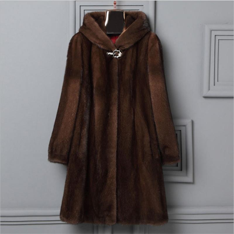

Women' Fur & Faux 2023 Mink Coat Women Winter Fake Coats For Long Artificial Imitation Jackets Plus Size 9XL X935, Black