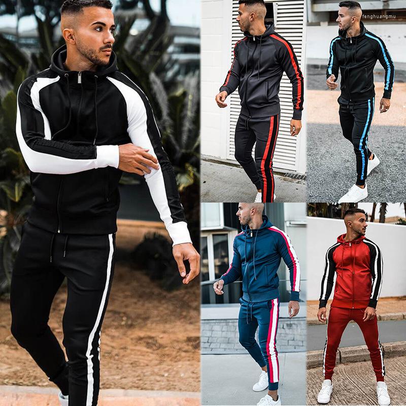 

Men's Tracksuits Men Tracksuit Pants Jogging Suit 2 Pcs Autumn Winter Outfits Sportswear Running Sweatsuit Loose Fit Clothes, Blue