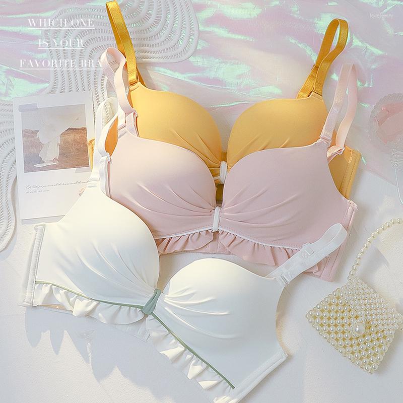 

Bras Sets Roseheart For Women Yellow Blue Sexy Wireless Cotton Panties Backless Padded Bra A B Underwear Sweet, White