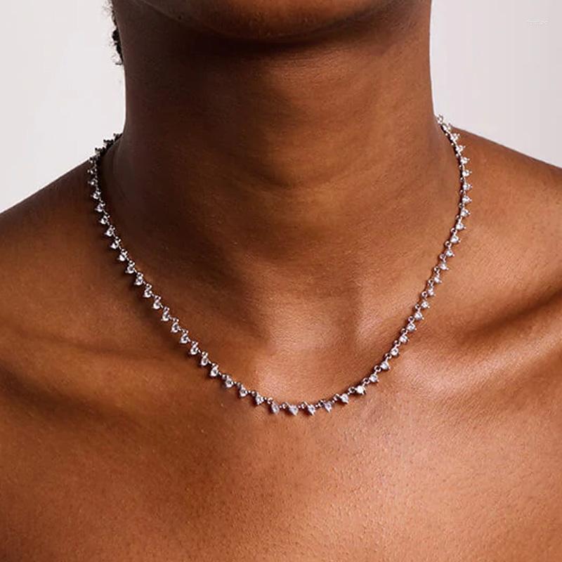 

Pendant Necklaces Stonefans White Water Drop Crystal Necklace Choker Jewelry For Women Fahion Bridal Rhinestone Wedding Collar