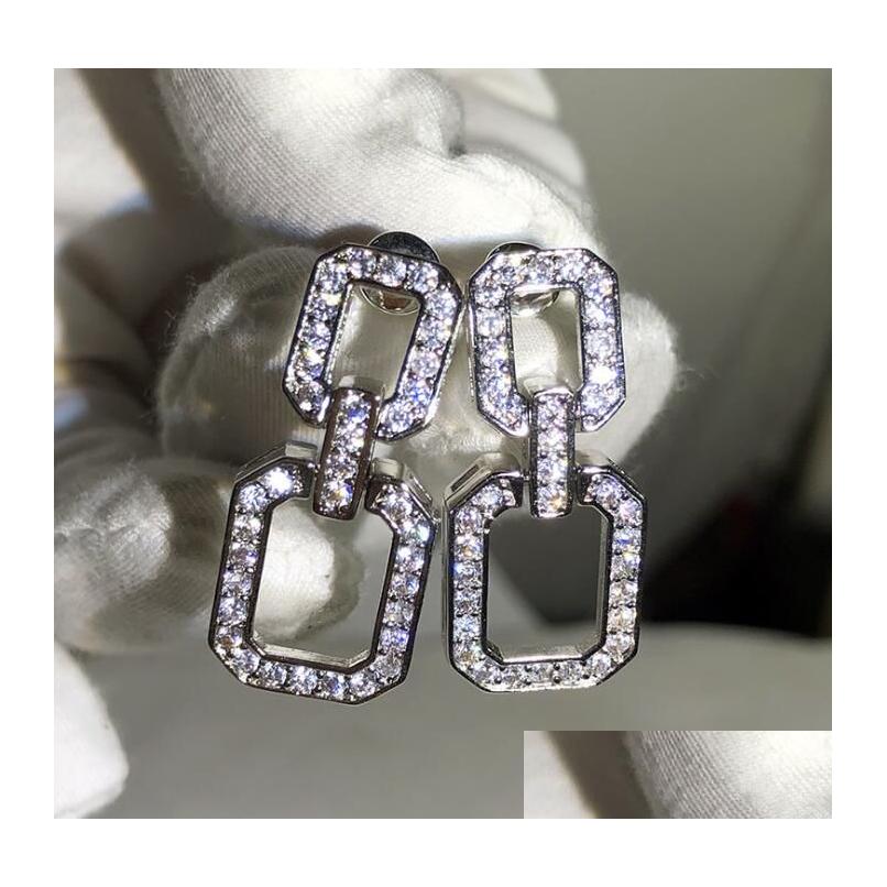 

Stud Geometry Designer Shining Crystal Earrings Geometric Rec Simple Dangle Cz Zircon Diamond Earring Women Party Drop Deliv Dhdrf