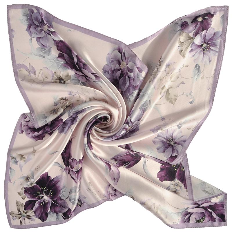 

Scarves Hangzhou Silk Square Neckerchief Scarf 65 65cm Kerchief Wraps For Ladies Printed Bandana Real Neck
