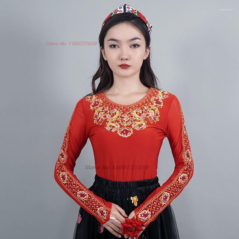 

Ethnic Clothing 2023 Traditional Chinese Vintage Mesh Shirt National Flower Embroidery Sequin Retro Hanfu Tops Oriental Tang Suit