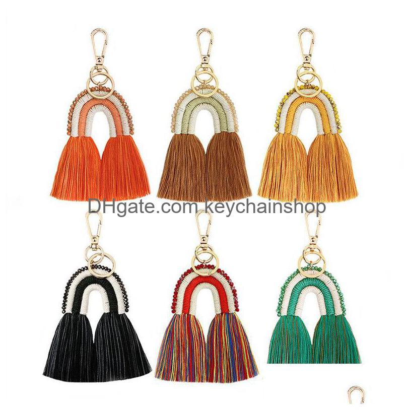 

Key Rings Rainbow Pendant Chain Party Favor Arts And Crafts Tassels Bag Ring Fashion Colorf Bags Decoration Drop Delivery Jewelry Dhuou