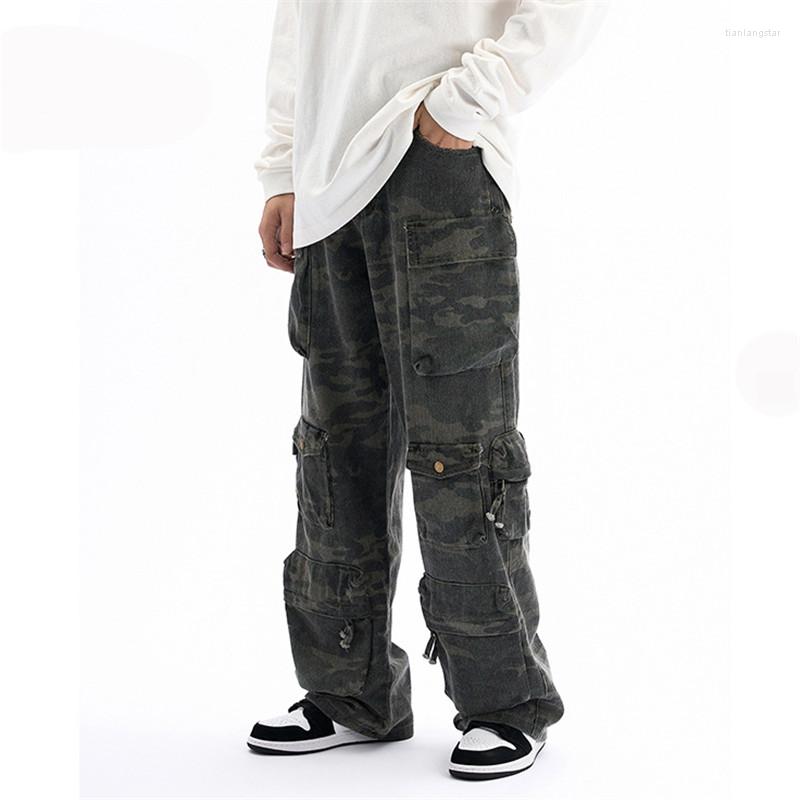 

Men' Jeans Fashion Y2K Style Pants Oversized Hip Hop Denim Trousers Camouflage Cargo Bottoms With Multi Pockets