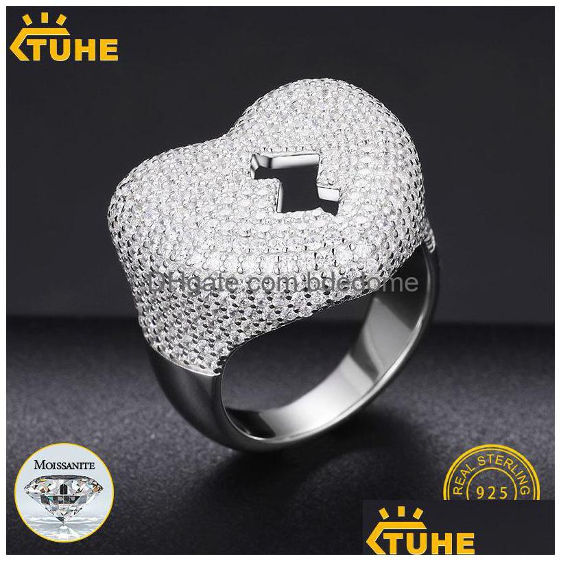 

Rings Fine Jewelry Vvs1 With Certificate Cracked Heart Ring For Women S925 Sier Classic Girl 230330 Drop Delivery Dhzvj