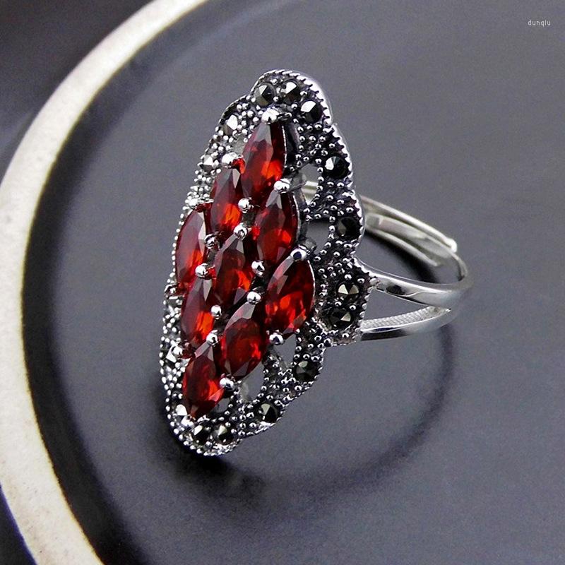 

Cluster Rings Real Jade Ring Garnet 925 Sterling Silver Men Women Ruby 925ring Brand Jewelry Natural Stone
