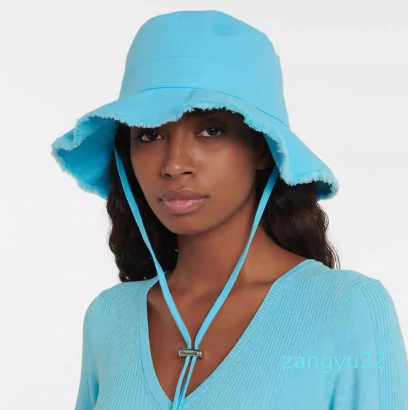 

2023 Summer Wide Brim Hats Jacquemu Le Bob Artichaut Women Bucket hat, Blue