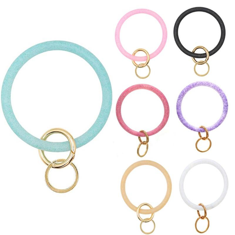 

Keychains Soft Silicone Key Chain For Women Girls Circle Wristlet Keychain Multiful Keyring Accessories Bracelet Jewelry Accessory
