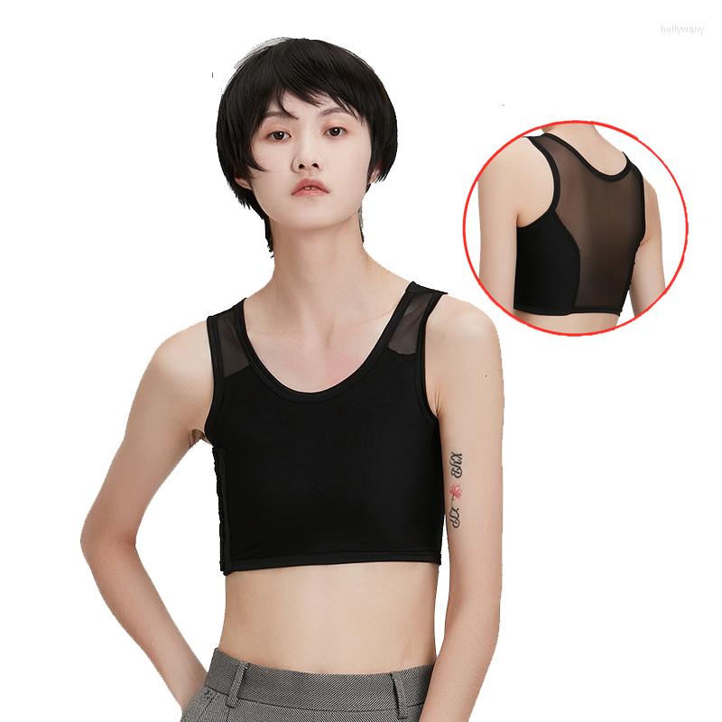 

Women's Shapers Women Lesbian Chest Binder Vest Ice Silk Breathable Buckle Short Tank Tops Comfort Body Shaping Tomboy Breast, White