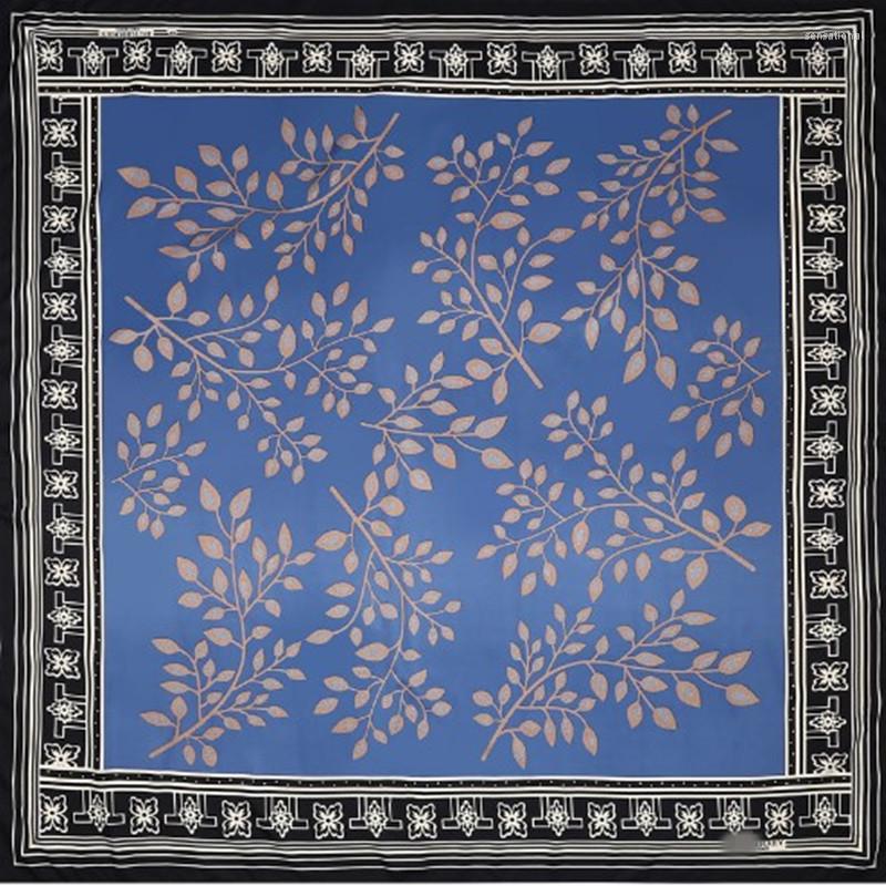 

Scarves Woman Fashion Silk Scarf Flowers Printing 130 Square Decoration Headdress Gift Headscarf High Quality Shawl