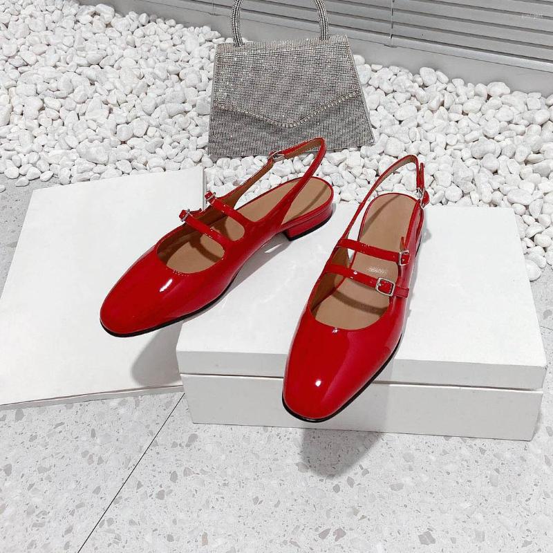 

Dress Shoes Spring Women Pumps Mary Janes Genuine Leather Round Toe Retro Slingbacks Woman Sapato Feminino, As pic 2.5cm