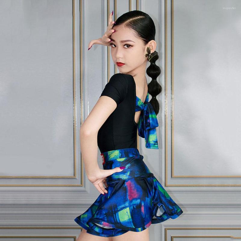 

Stage Wear NY10 2233 2215 Bare Back Tops Lotus Skirt Kids Latin Dance Dress For Girl Competition Ballroom Dancing Costume, 001