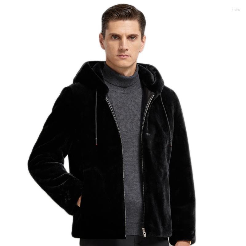 

Men's Jackets 2023 Casual Hooded Jacket Men Fashion Fur Coat Winter Snow Warm Short Black Casacas Para Hombre Size M-4XL