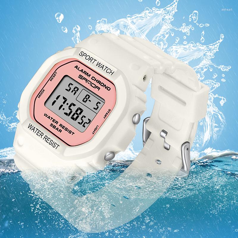 

Wristwatches Fashion Women Sport Watches 50M Waterproof Trendy Ladies Digital Watch SANDA Top Brand Lover's Gift Outdoor Electronic, Green