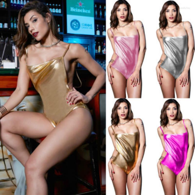 

Women's Sleepwear 2023 Sexy Women Sleeveless Bodysuit Vest Bodycon Triangle Solid Romper Tops For Adults, Gold