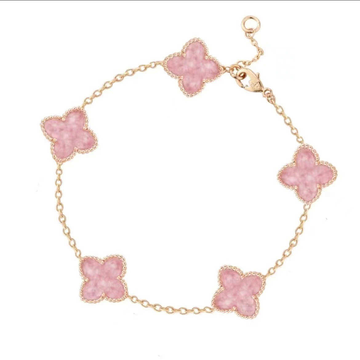 

vans clovers bracelet Rhodonite Tetraphyllum Necklace Silver Christmas New Collar Chain Pink Luxury Small High Grade Bracelet