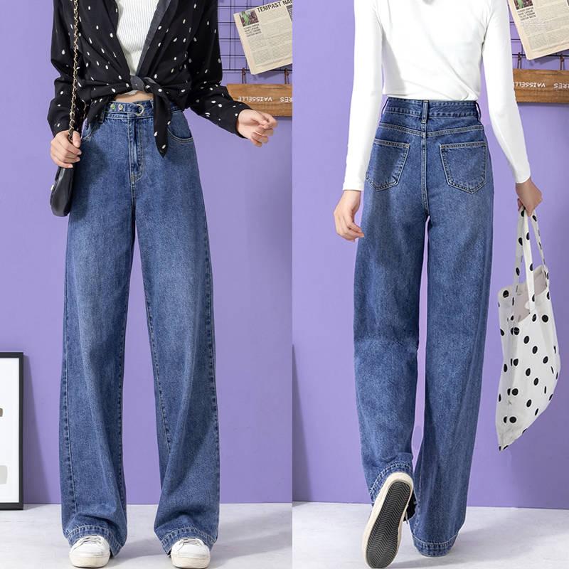 

Women' Jeans Fa9013 2023 Autumn Winter Women Fashion Casual Denim Pants High Waist Korean, Deep blue