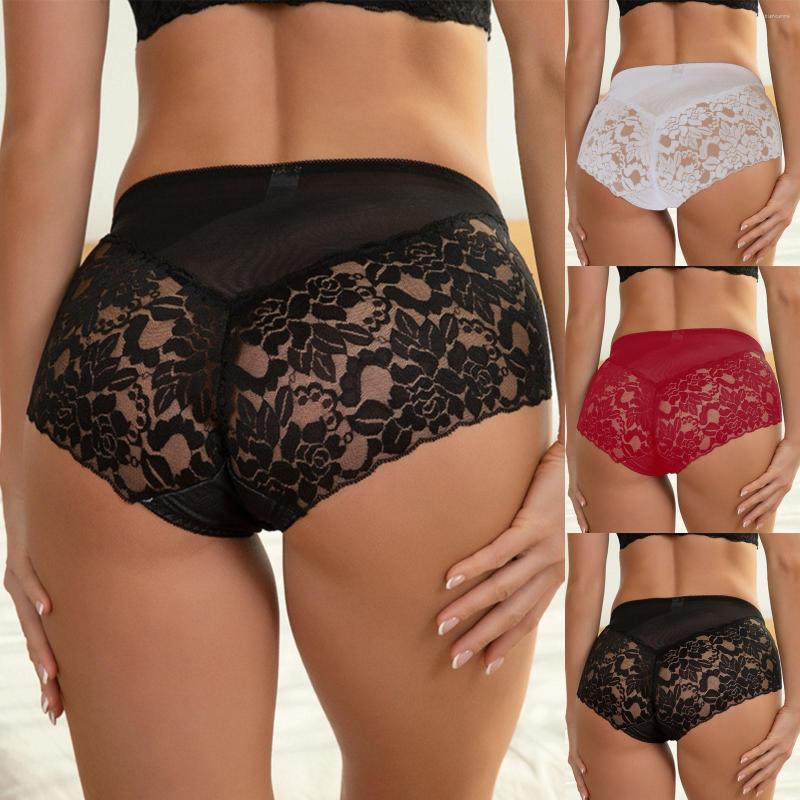 

Women' Panties Women Thong A Set Colors Optiont Lingerie Hollow Flowers Sides Lace, Red