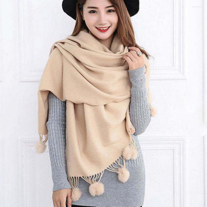 

Scarves Women Scarf Plush Ball Decoration Shawl Fleece Surface