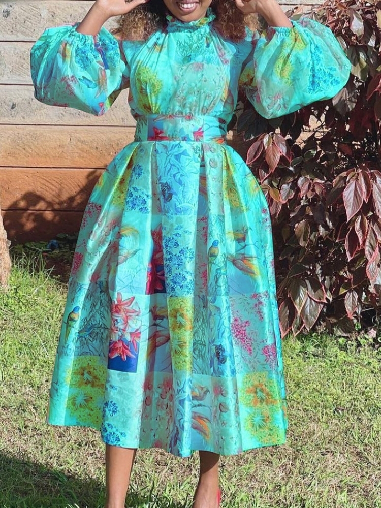 

Plus size Dresses Holiday Size Elegant Vintage Full Sleeve Print Swing Maxi Dress Summer Beach Night Party Robe Femme 2023 Vestidos 230512, Rose red