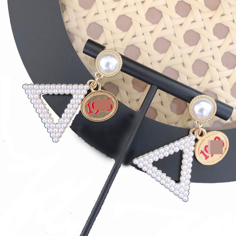

Dangle Earrings Hand Made Simple Fashion Custom 1913 Geometric Pendant Pearl Jewelry Accessories Women