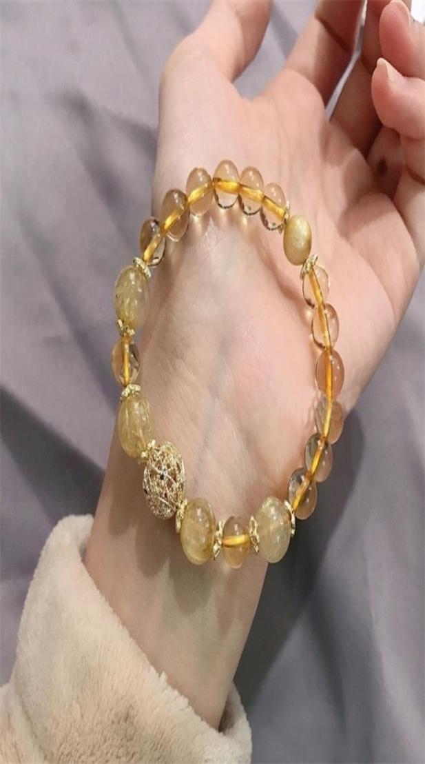 

Bangle Natural Rutilated Quartz Citrine Crystal Beads Handmade Bracelets for Women Adjustable Charms Fashion Jewelry Gift YBR249 23790595