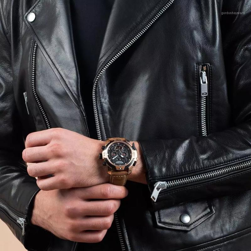 

Wristwatches Reef Tiger/RT Luxury Men Sport Watches Complicated Dial Multi-functional Automatic Brown Calfskin Strap Mechanical, Rga3532ybbr