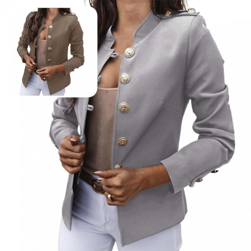 

Women' Suits & Blazers Coat Stand Collar Women Blazer Slim-fitting All Match BlazerWomen, Khaki