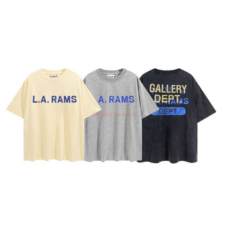 

Designer Fashion Clothing Tees Tshirt Correct Version of Galleryes Depts Lettering with Gold Stamping Printing Versatile for Men Women Highquality Washed Worn Tsh, Dark gray