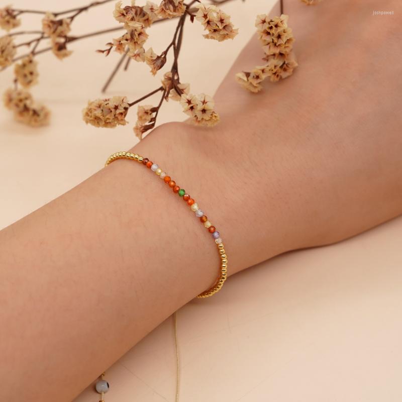 

Strand Rainbow Crystal Friendship Beaded Bracelet Summer Jewelry For Women Teen Girl Handmade Gift Dainty Design Charm Bracelets