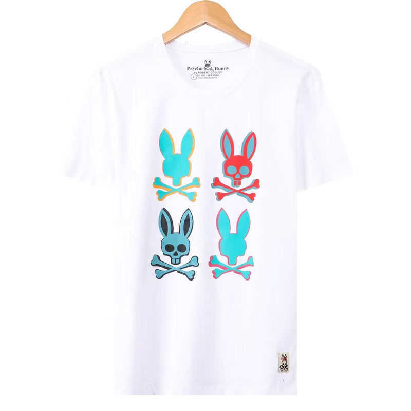 

Psycho Bunny t Shirt 23 Summer New Skull Rabbit Cartoon Pure Cotton Printed Short Sleeve Fashion Brand Men's T-shirt Casual V4rc H5ee, White