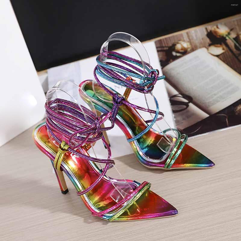 

Sandals Women Dressy Summer Foreign Trade Roman Lace Thin Heel High Color Sandalias Mujer Elegant Sexy Ladies Shoes