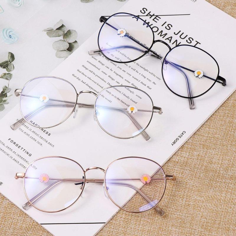 

Sunglasses Reduces Eye Strain Metal Round Frame Flat Mirror Eyewear Vintage Eyeglasses Anti-UV Blue Rays Radiation Myopia Glasses