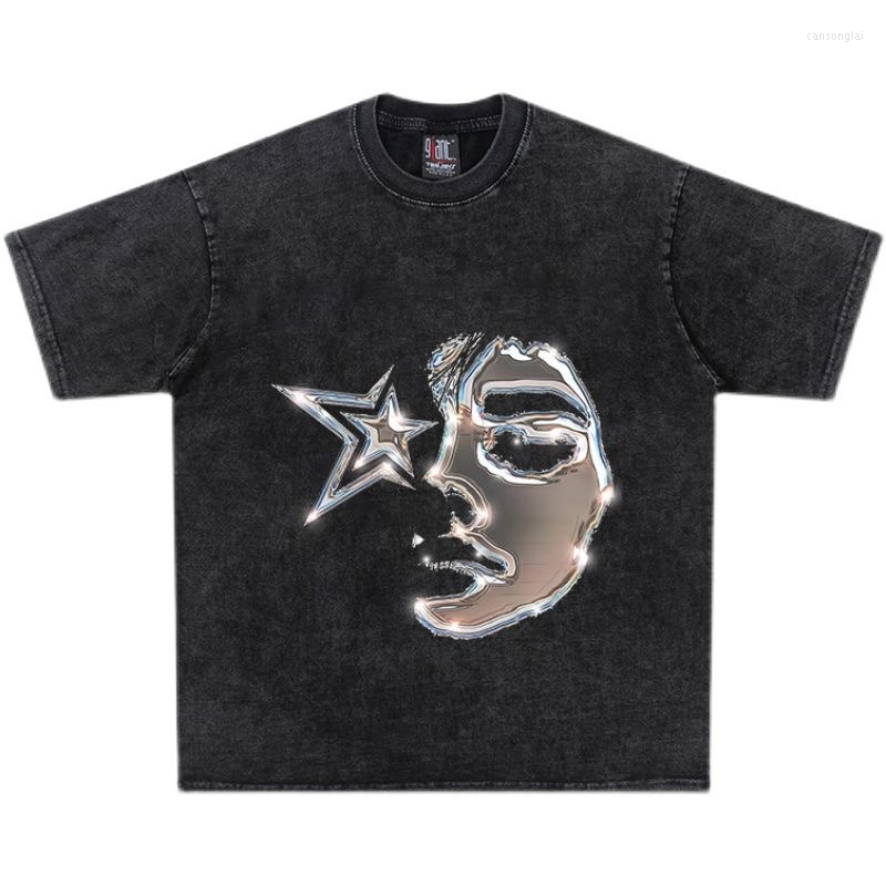 

Men's T Shirts Oversized T-Shirt Short Sleeve Street Hip Hop O-Neck Goth Casual 2023 Harajuku Y2k Tops Cotton Pullover Vintage Tees, Washed black