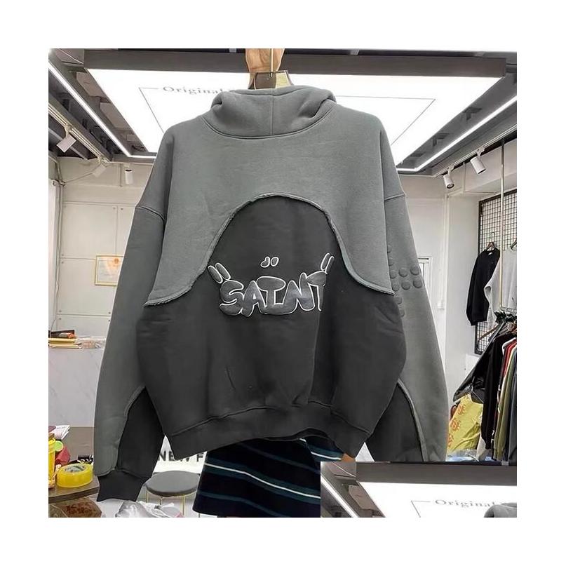 

Men'S Plus Size Hoodies Sweatshirts Foam Grey Purple Hoodie Fleece Men And Women Drop Delivery Apparel Mens Dhstt