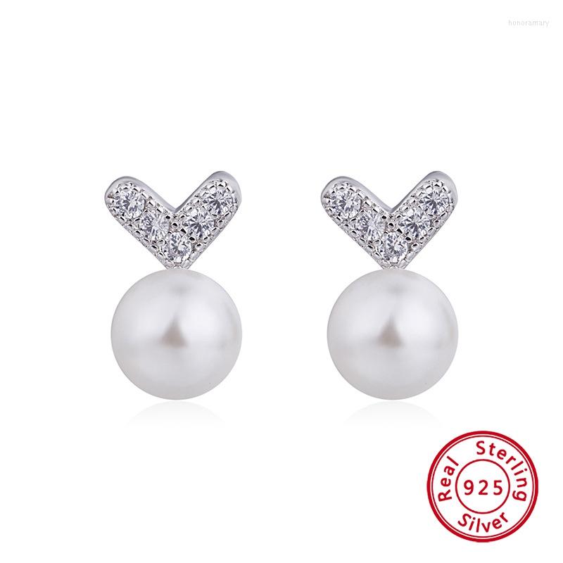 

Stud Earrings 1 Pair Cute Heart Fashion Pearl Charm 925 Sterling Silver Luxury Fine Jewelry For Women Sweet Ear Studs Gifts